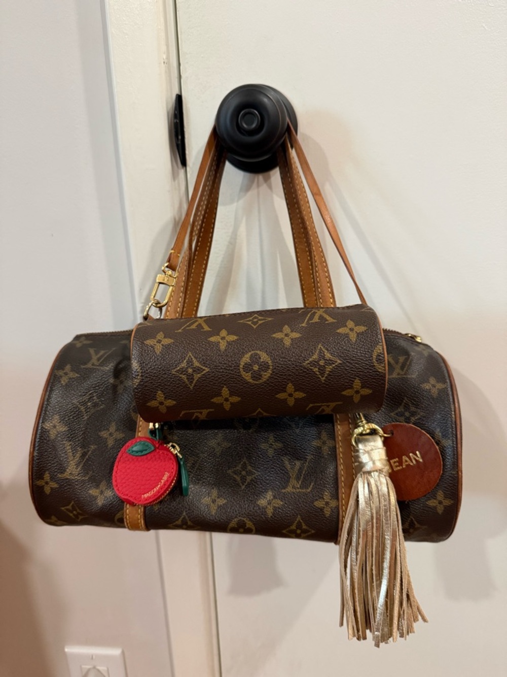 Louis Vuitton Brown Monogram Canvas Papillon 30 Bag with matching accents bag